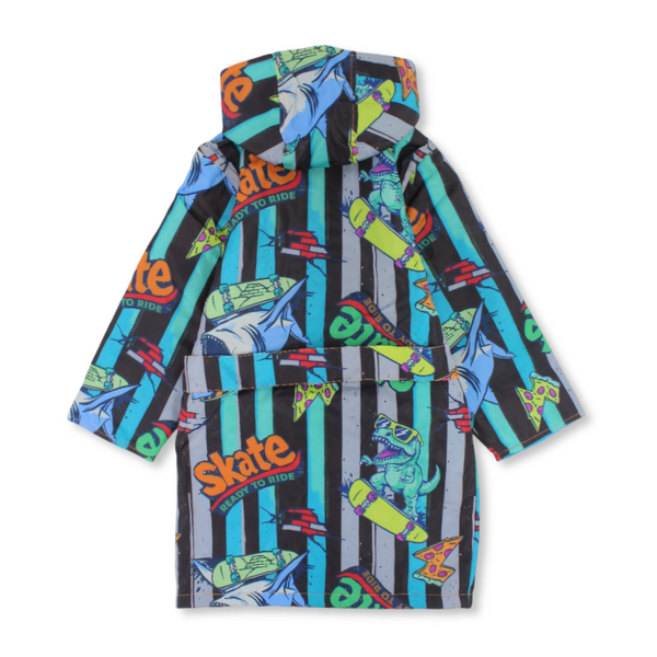 Boys Waterproof Swim Robe – Multicolor with Dino Print