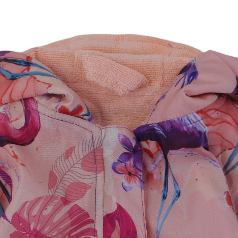 Girls Swim Robe Waterproof – Salmon with Flamingo Design