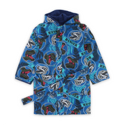Boys Swim Robe Waterproof – Blue with Danger Dino Design