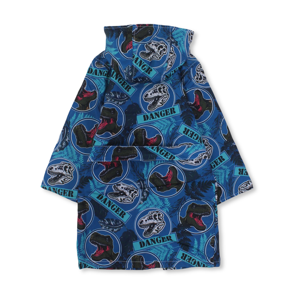 Boys Swim Robe Waterproof – Blue with Danger Dino Design