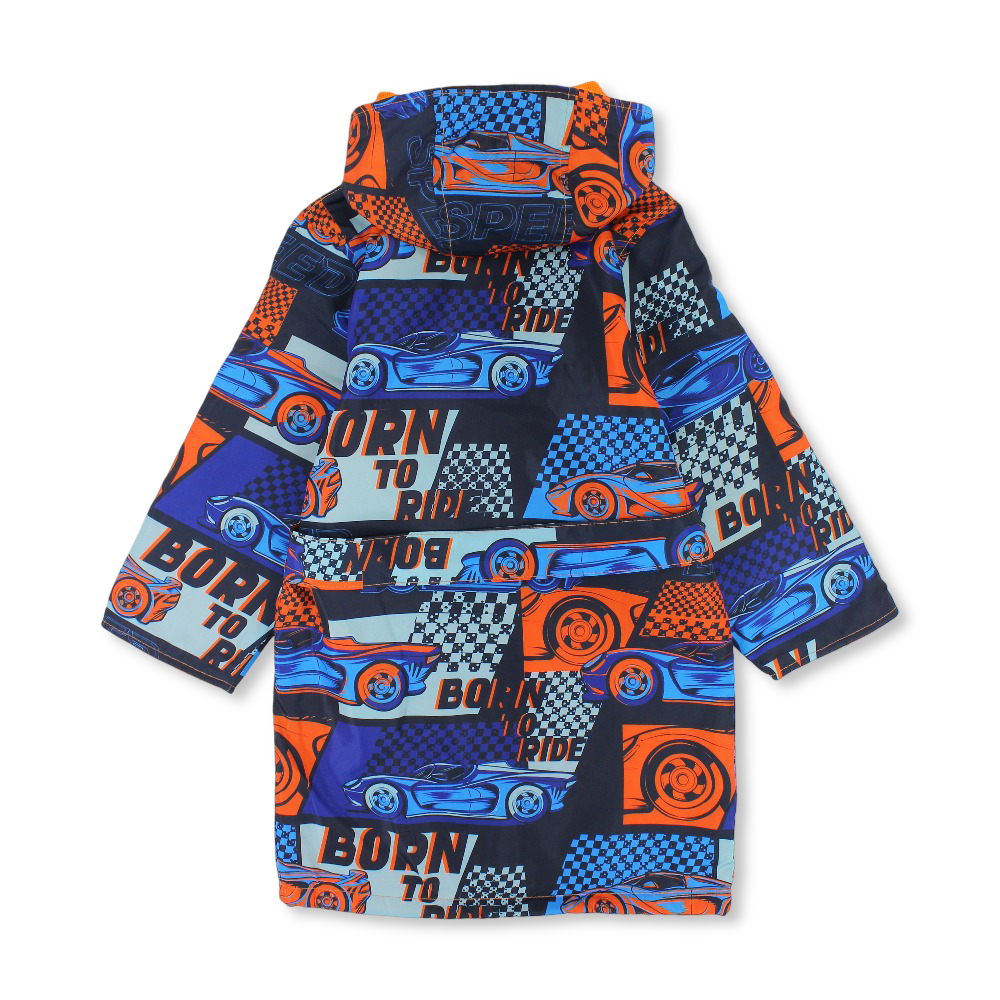 Boys Waterproof Swim Robe – Multicolor with "Born To Ride" Print