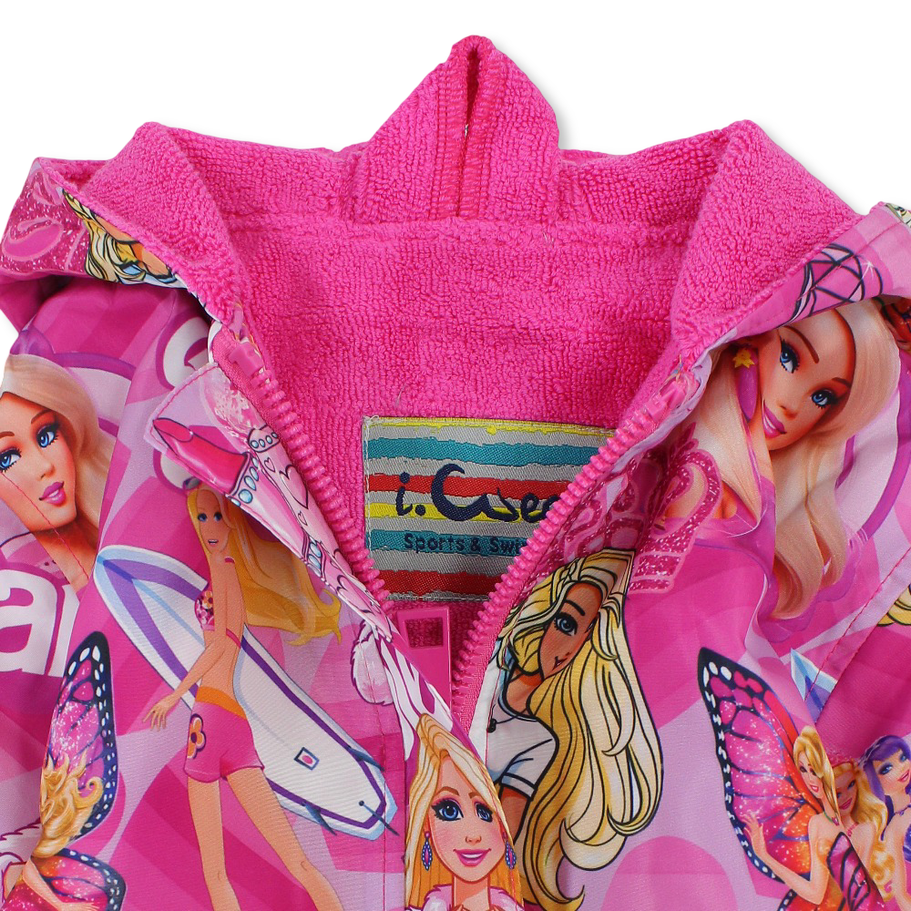 Girls Waterproof Swim Robe – Pink with Barbie Print (65*40)