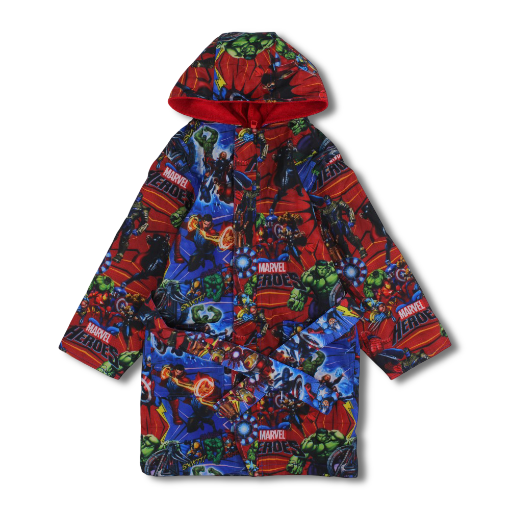 Boys Waterproof Swim Robe – Blue with Avengers Print