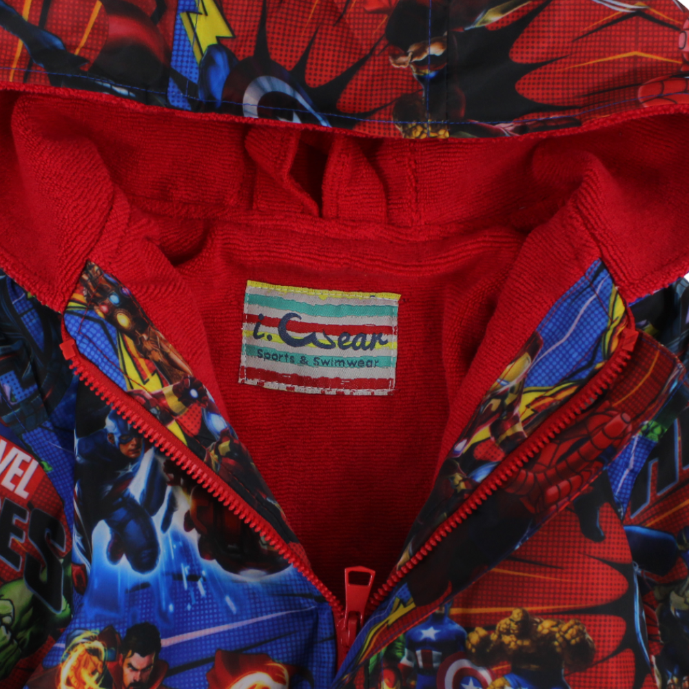 Boys Waterproof Swim Robe – Blue with Avengers Print