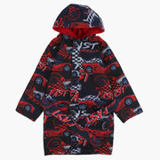 Boys Swim Robe – Black with Racing Cars Print