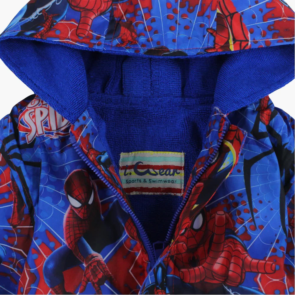 Boys Swim Robe – Blue with Spider-Man Print