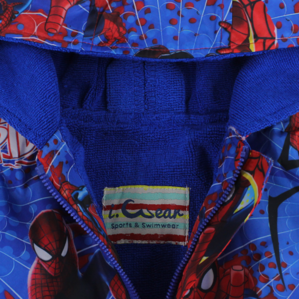 Boys Waterproof Swim Robe – Blue with Spider-Man Print