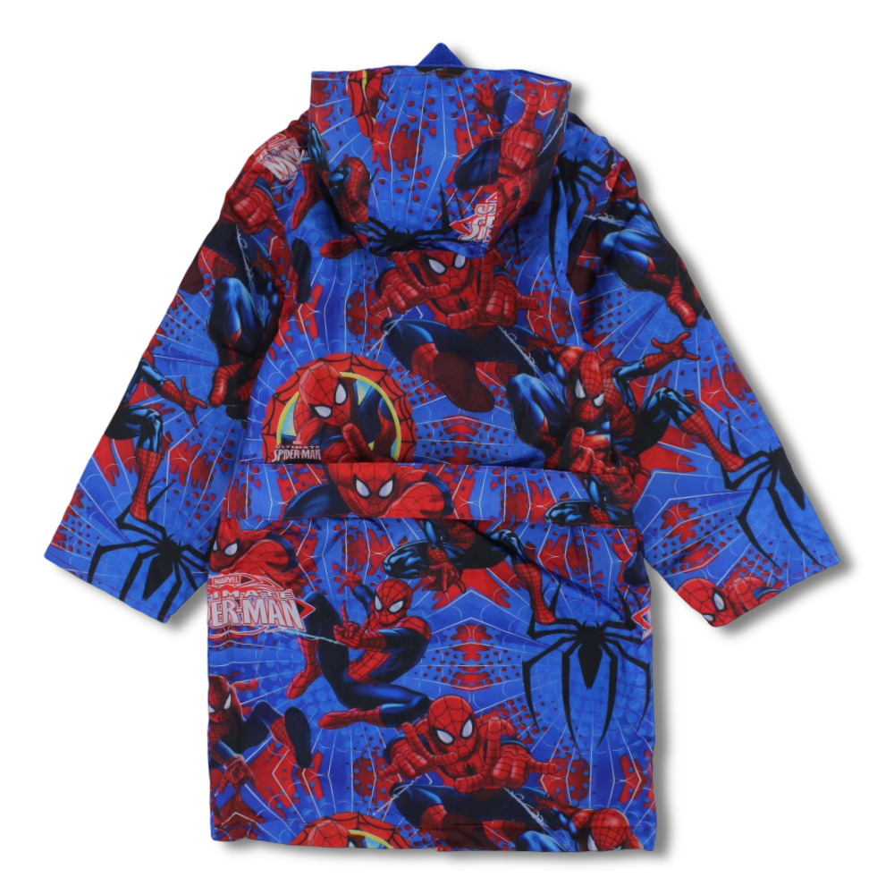 Boys Waterproof Swim Robe – Blue with Spider-Man Print