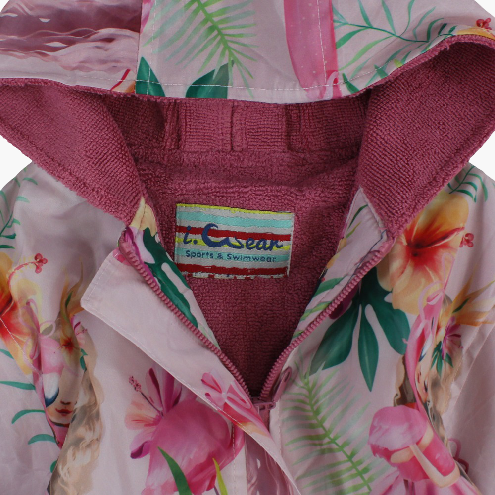 Girls Swim Robe – Pink with Flamingo Print