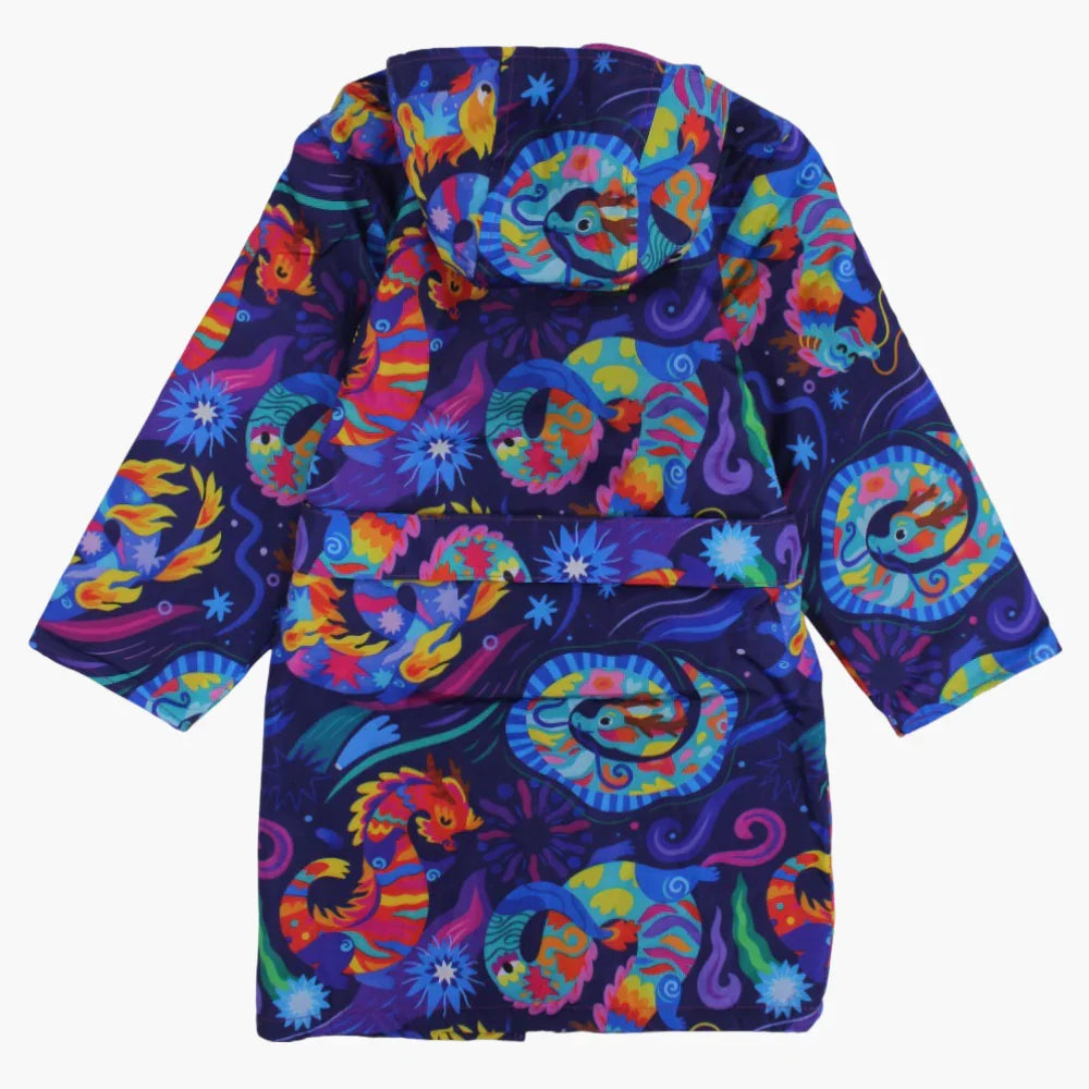 Girls Swim Robe – Navy with Colorful Print