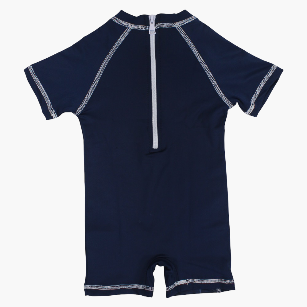 Boys Overall Swimsuit – Navy with Black Panther Print