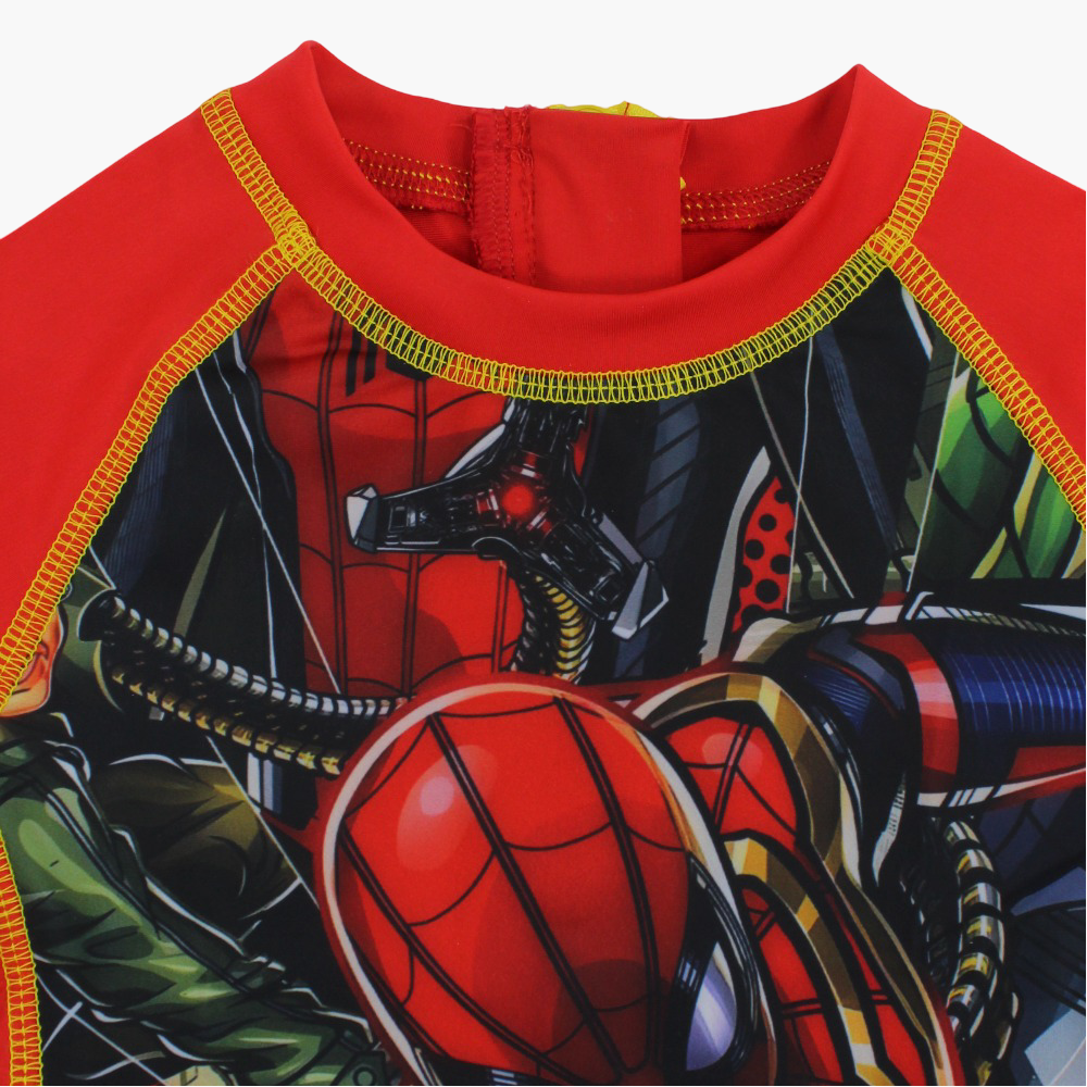Boys Overall Swimsuit - Red with Spider-Man Print