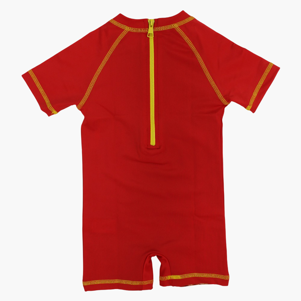 Boys Overall Swimsuit - Red with Spider-Man Print