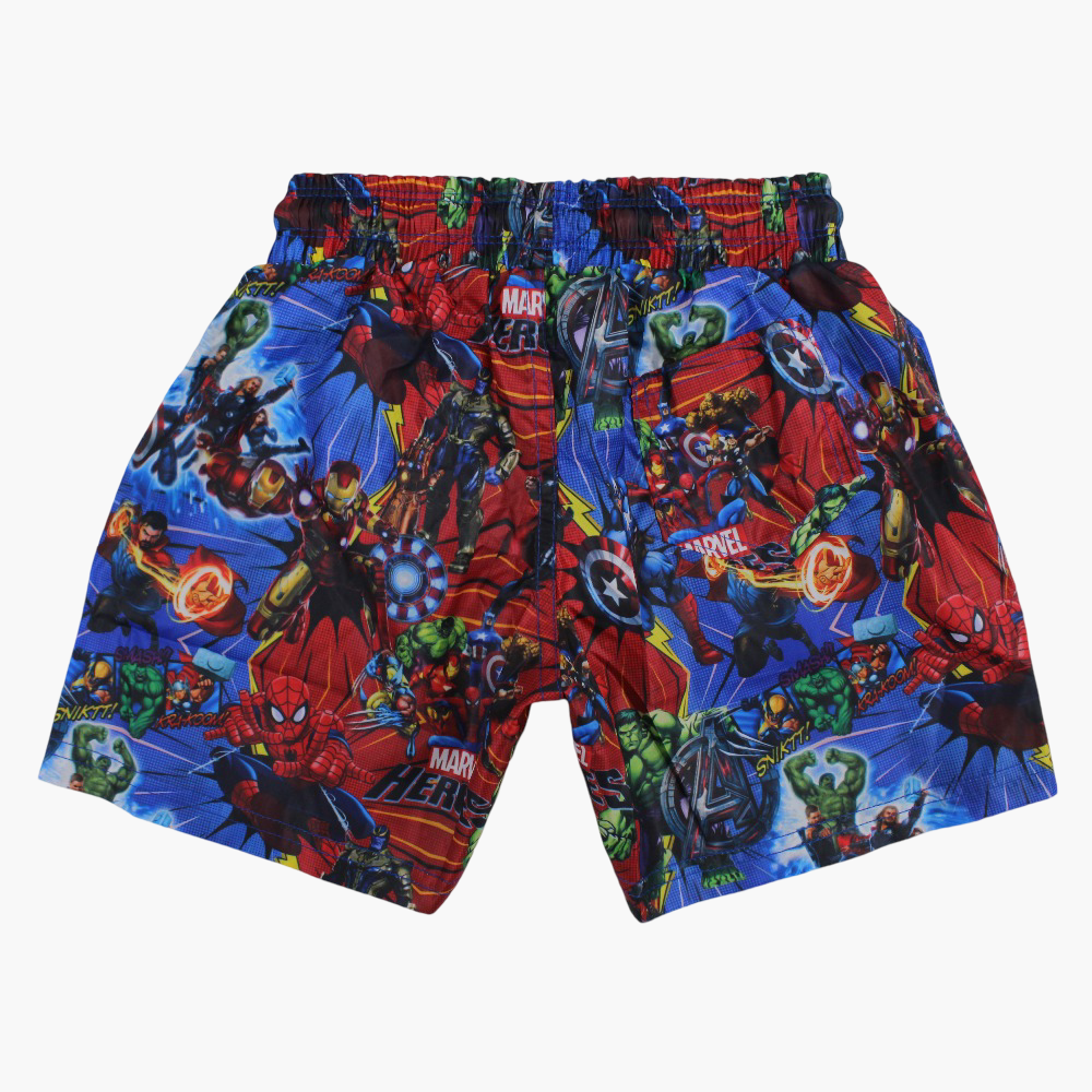 Boys Swim Shorts – Blue with Avengers Print