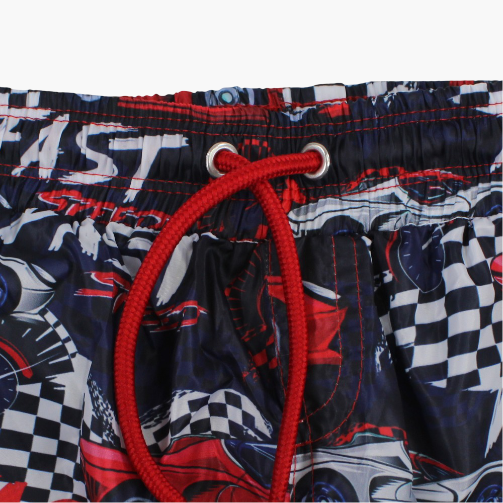 Boys Swim Shorts – Navy with Racing Cars Print
