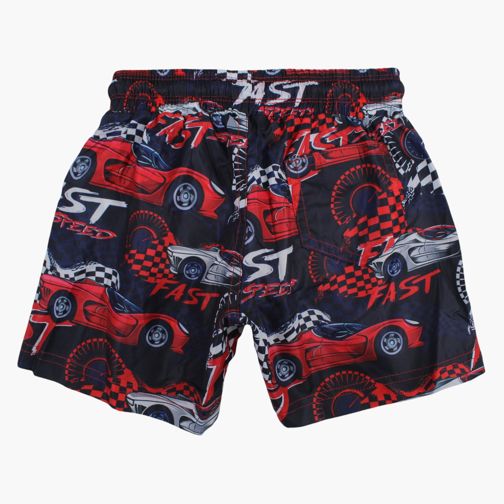 Boys Swim Shorts – Navy with Racing Cars Print