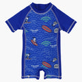Boys Overall Swimsuit – Blue with Surfing Snoopy Print