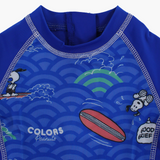 Boys Overall Swimsuit – Blue with Surfing Snoopy Print