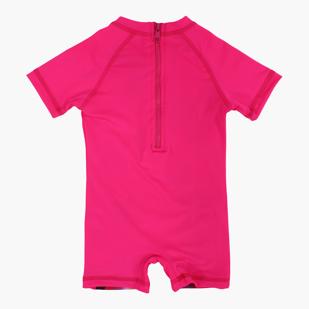 Girls Overall Swimsuit – Fuchsia with Barbie Print