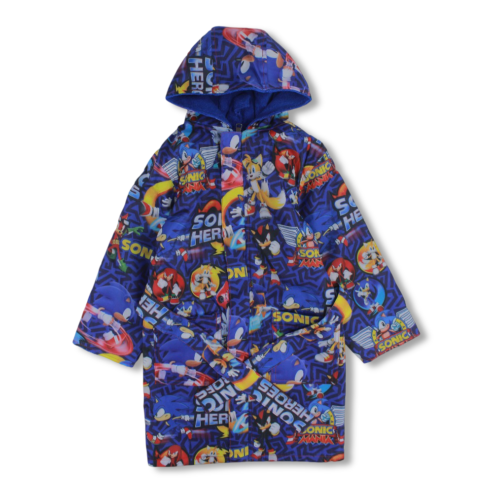 Boys Waterproof Swim Robe – Blue with Sonic Print