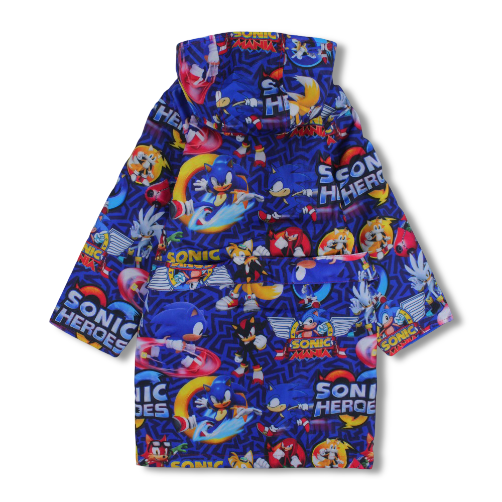 Boys Waterproof Swim Robe – Blue with Sonic Print