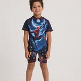 Boys Overall Swimsuit – Navy Blue with Spiderman Print