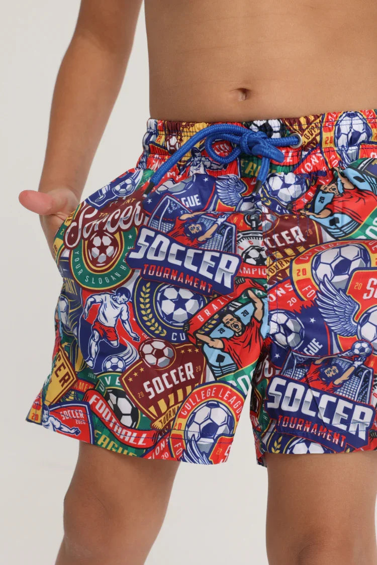 Boys Swim Shorts – Soccer Print - Clothing - I.Wear