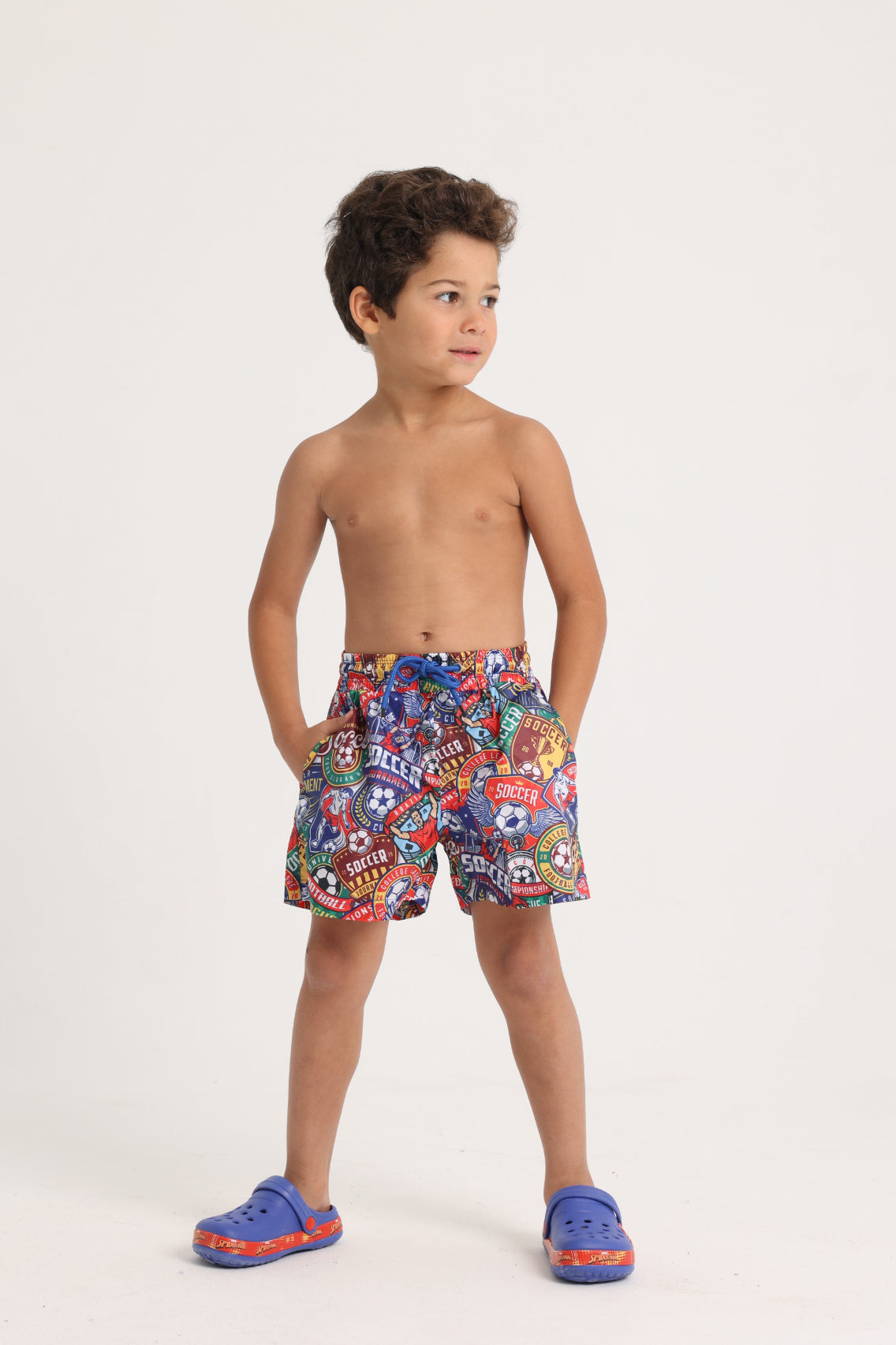 Boys Swim Shorts – Soccer Print