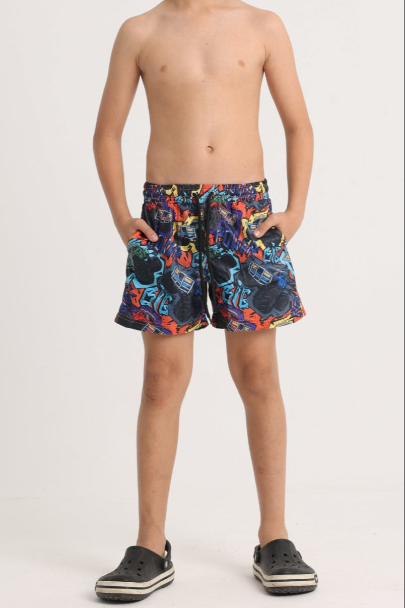 Boys Swim Shorts – Monster Truck Print