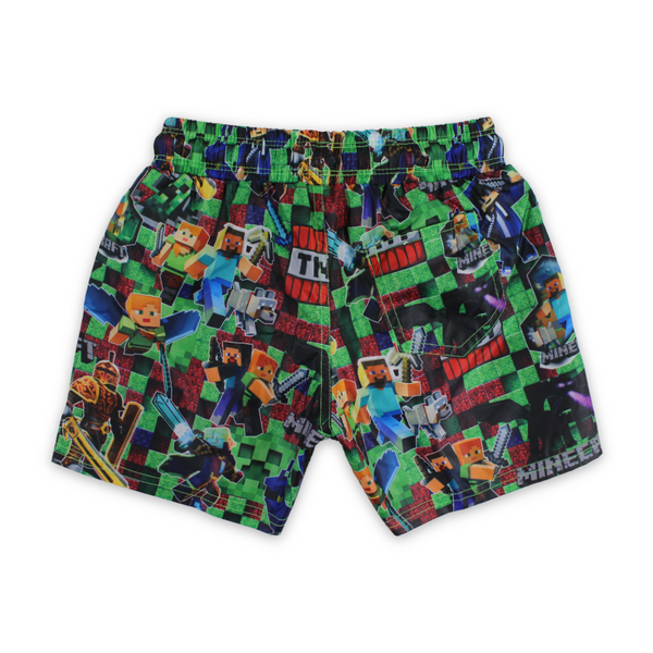 Boys Swim Trunks – Multicolor with Minecrafft Print
