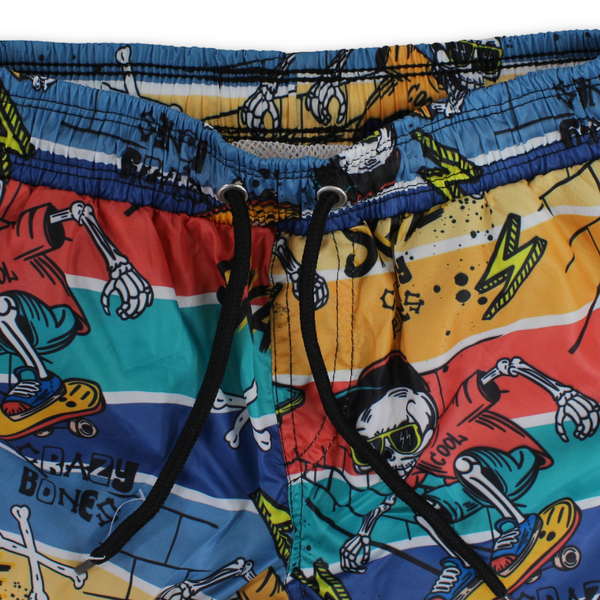 Boys Swim Trunks – Multicolor with Skeletons Print