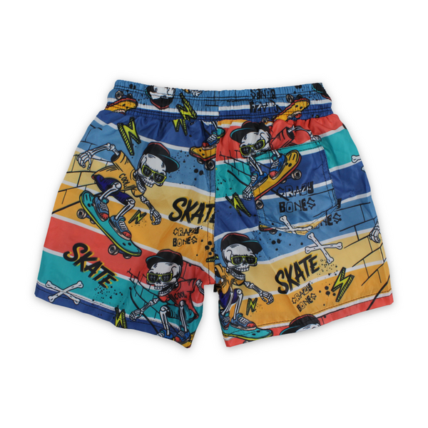 Boys Swim Trunks – Multicolor with Skeletons Print