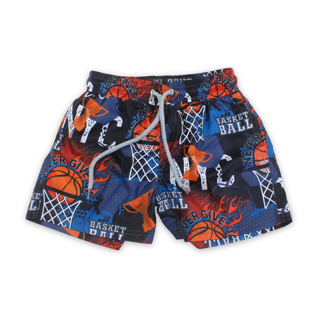Boys Swim Trunks – Multicolor with Basket Ball Print - Clothing - I.Wear