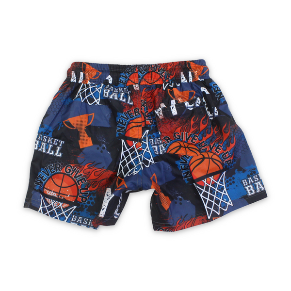 Boys Swim Trunks – Multicolor with  Basket Ball Print