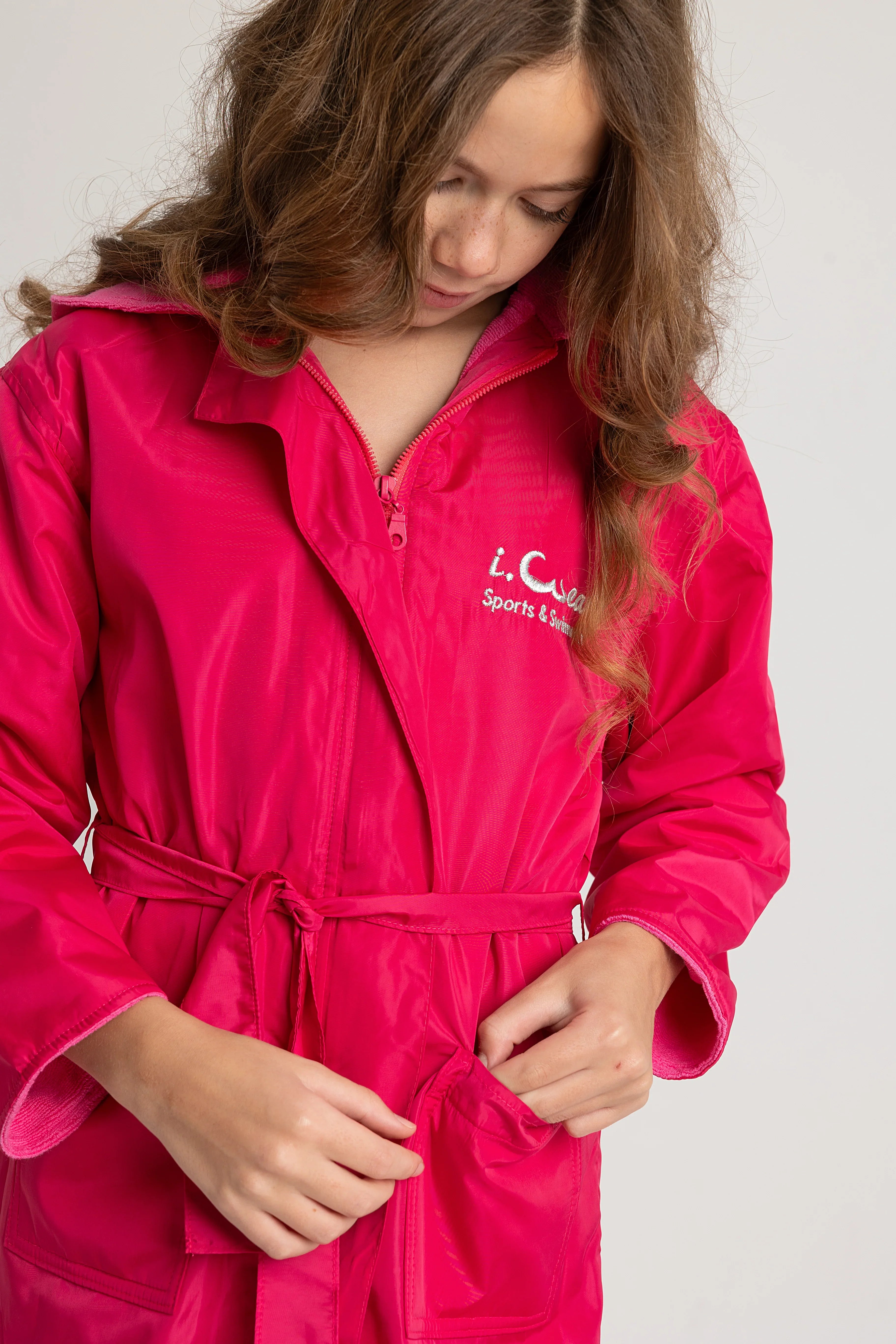 Girl' Waterproof Swim Robe  – Fuchsia