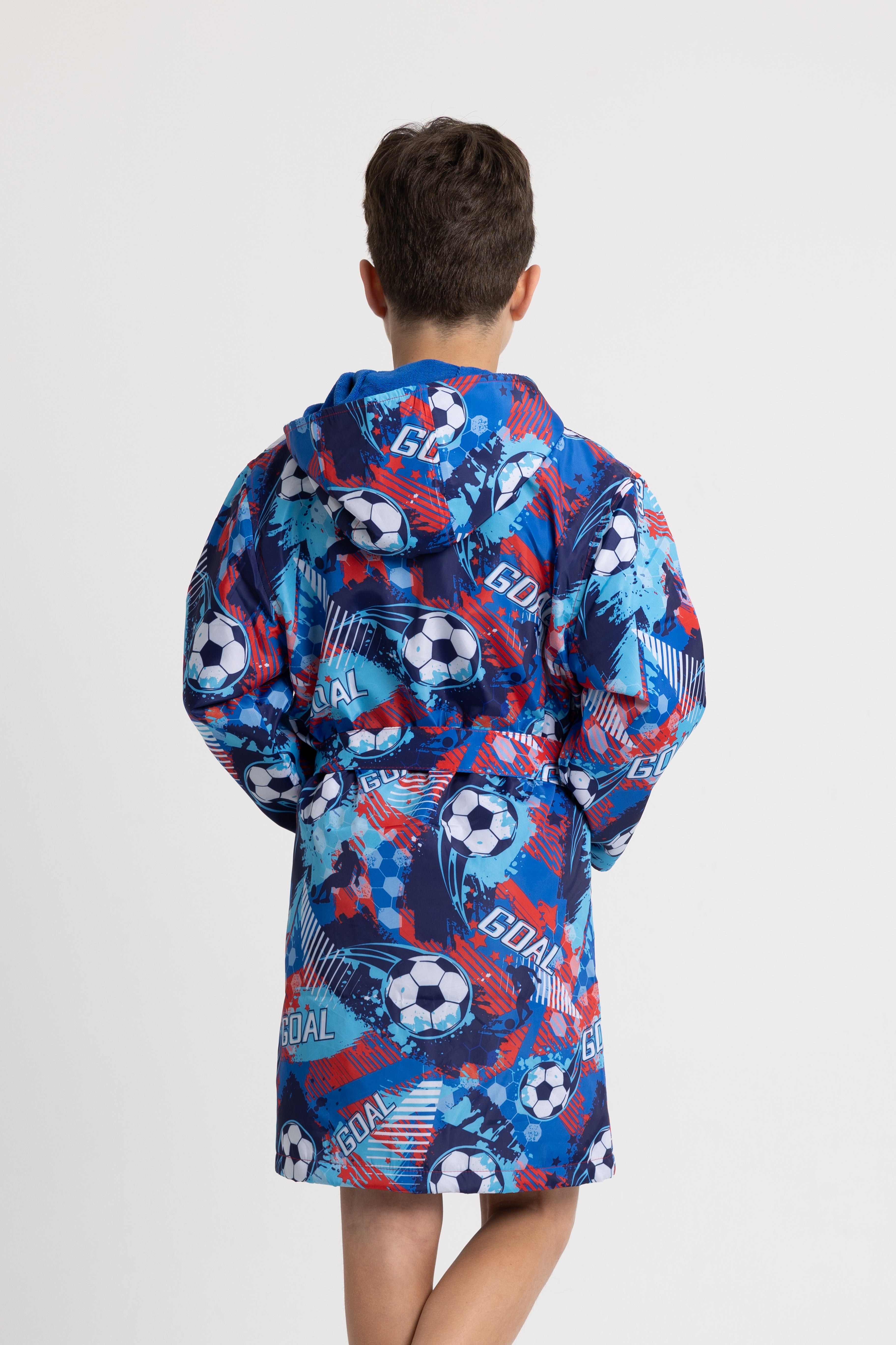 Boys Waterproof Swim Robe – "Football" Design