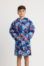 Boys Waterproof Swim Robe – "Football" Design