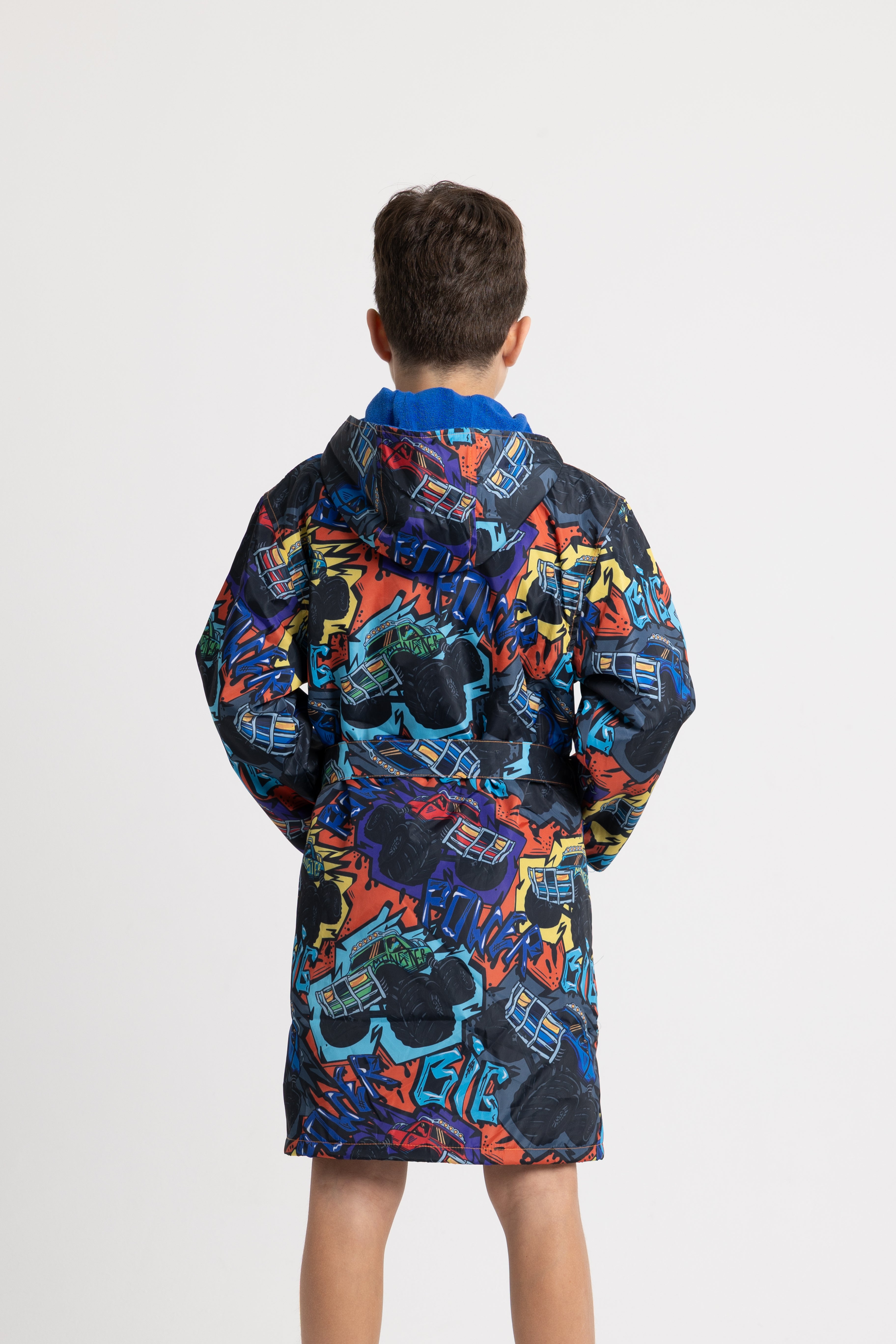 Boys Waterproof Swim Robe – "Monster Truck" Design