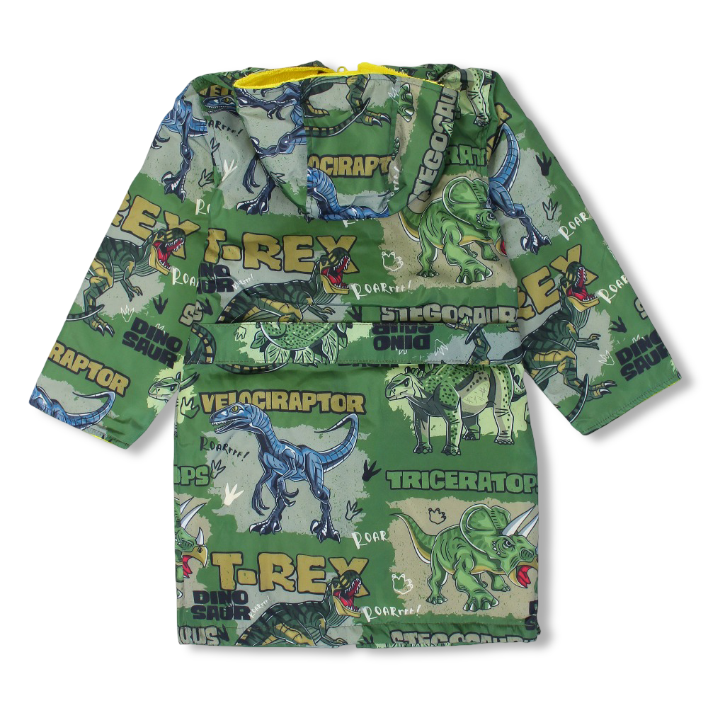 Boys Waterproof Swim Robe – Green wirh Dinosaur Print