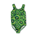 Girls One-Piece Swimsuit – Green with Kiwi Print