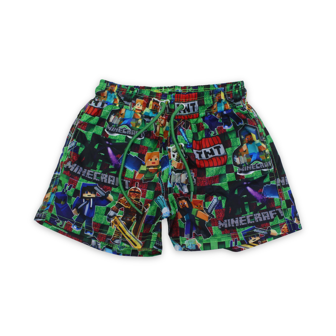 Boys Swim Trunks – Multicolor with Minecrafft Print - Clothing - I.Wear