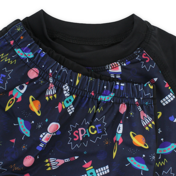 Baby Boys Rash Guard Set – Black with Space Print