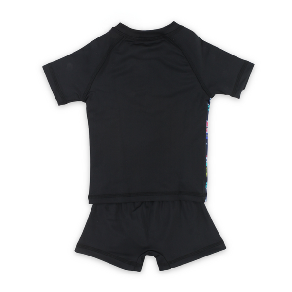 Baby Boys Rash Guard Set – Black with Space Print