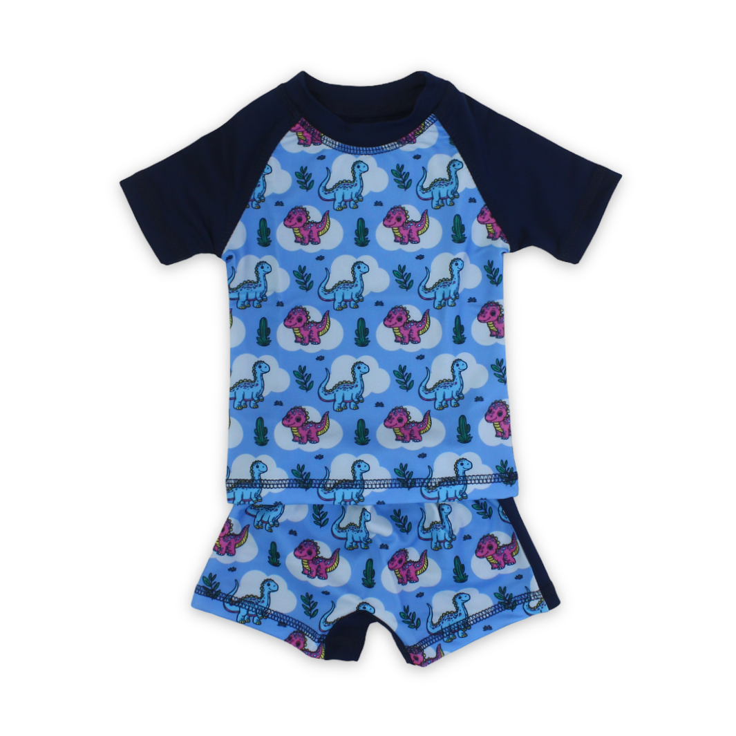 Baby Boys Rash Guard Set – Navy with Dino Print - Clothing - I.Wear