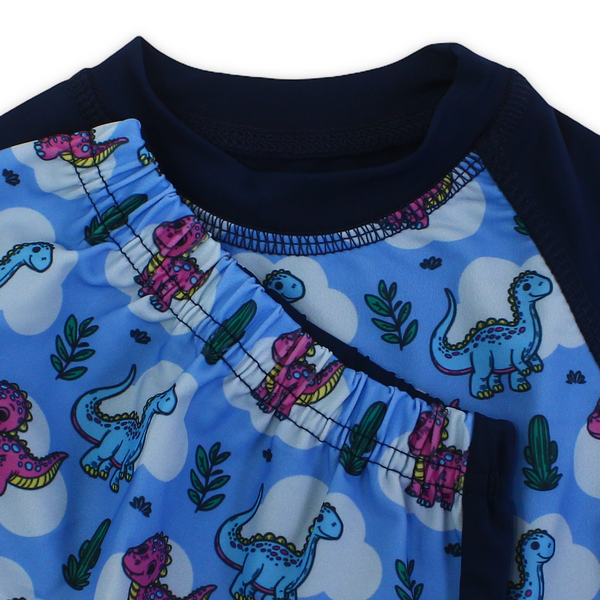 Baby Boys Rash Guard Set – Navy with Dino Print
