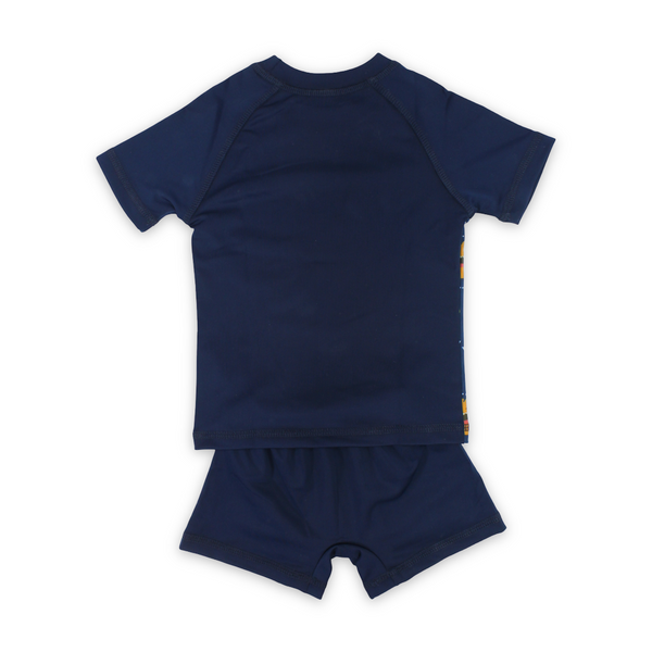Baby Boys Rash Guard Set – Navy with Monsters Print