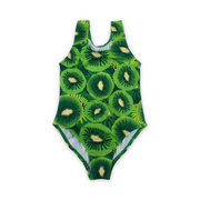 Girls One-Piece Swimsuit Green with Kiwi Print
