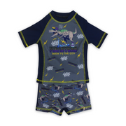 Boys Rash Guard Set – Navy with Dinosaur Print