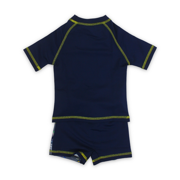 Boys Rash Guard Set – Navy with Dinosaur Print