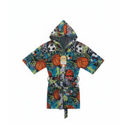 Boys Waterproof Swim Robe – Multicolor with Ball Games Print